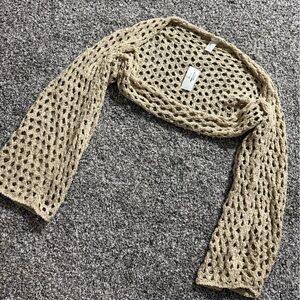 Full Tilt Tan Open Knit Sweater Wrap